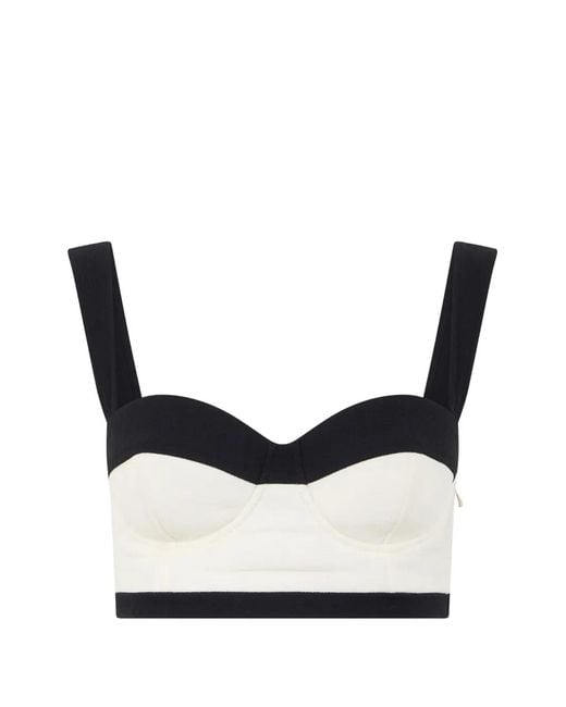 Moschino White Contrast-Trim Corset Top