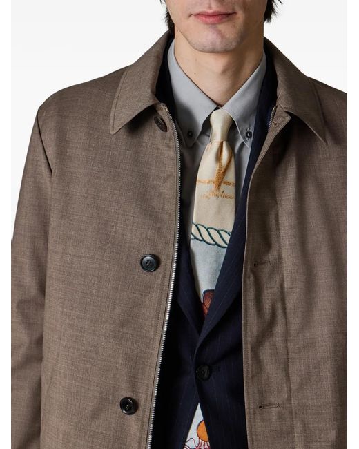 Paul Smith Brown Button Wool Coat for men