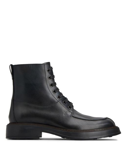Tod's Black Leather Ankle Boots for men
