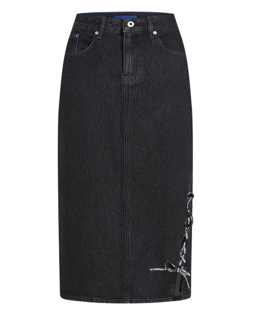 Karl Lagerfeld Lace-Up Denim Skirt in Black Lyst UK