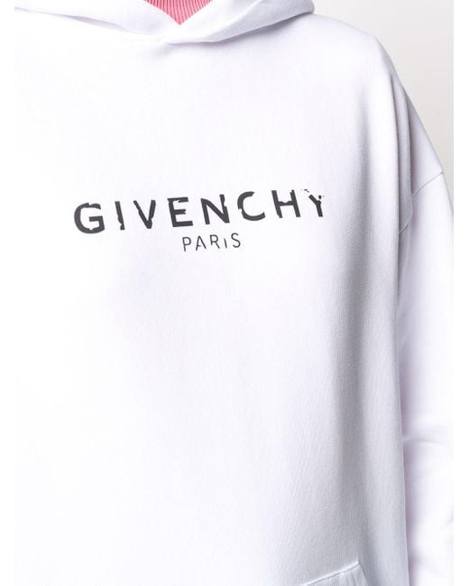 Sweat à capuche à logo imprimé Coton Givenchy en coloris Blanc - Lyst