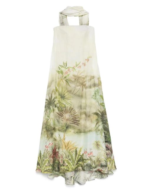 Elie Saab Strapless Linnen Jurk in het White