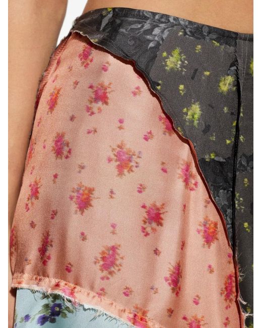 Ganni Blue Floral-Print Maxi Skirt