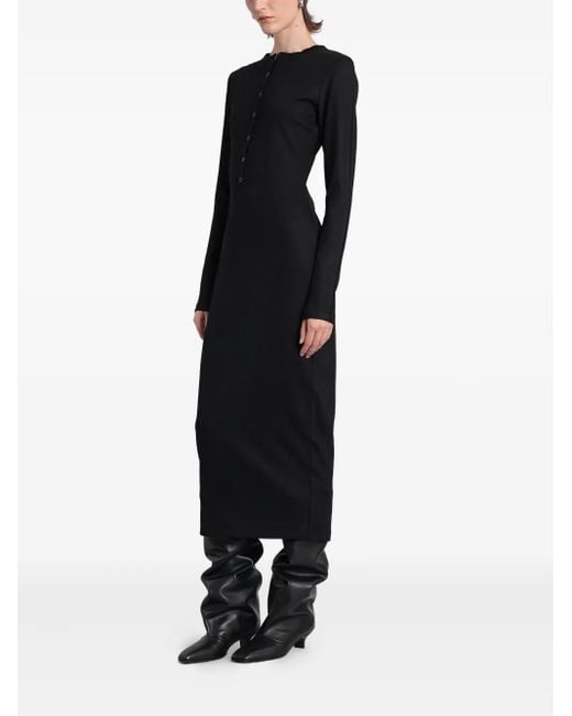 Entire studios Black Long-Sleeve Fitted Midi Dress