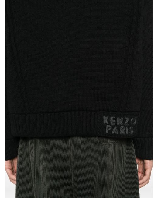 KENZO Black Knitted Down Jacket for men