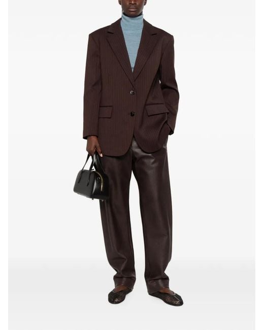 Sandro Brown Pinstripe-Pattern Blazer