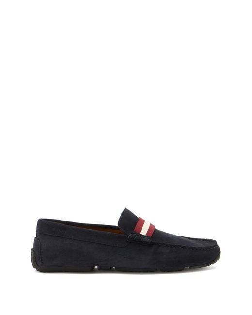 Bally White Mocassins Pilot À Détails Rayés for men