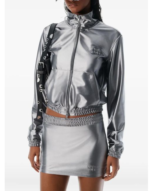 Alexander Wang Gray Elasticated-Waistband Satin Skirt