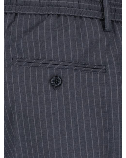 DUNST Blue Pinstriped Drawstring Trousers for men