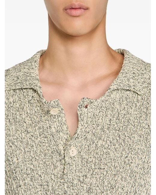 Sandro White Marl Cotton Knit Polo Shirt for men