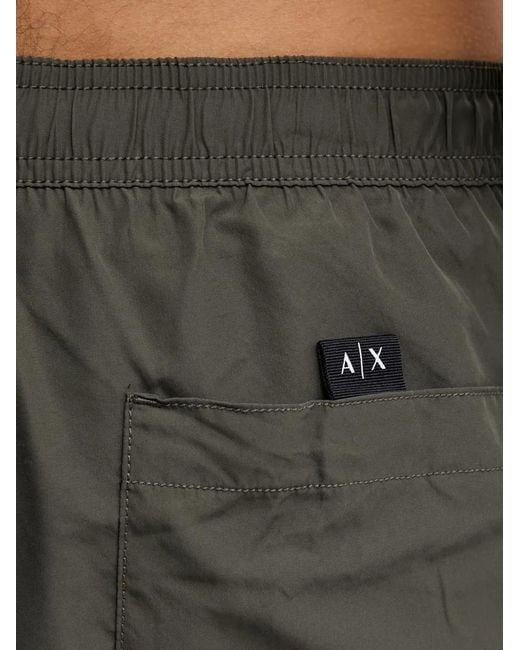 ARMANI EXCHANGE Black Logo-Print Drawstring Swim Shorts for men