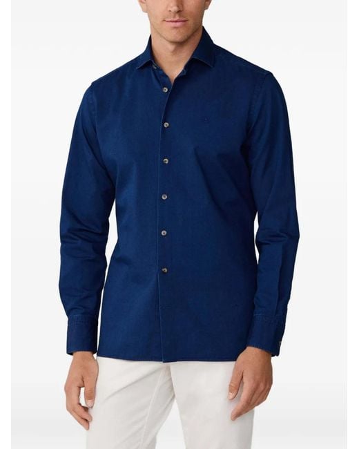 Hackett Blue Kent Cutaway-Collar French-Placket Shirt for men