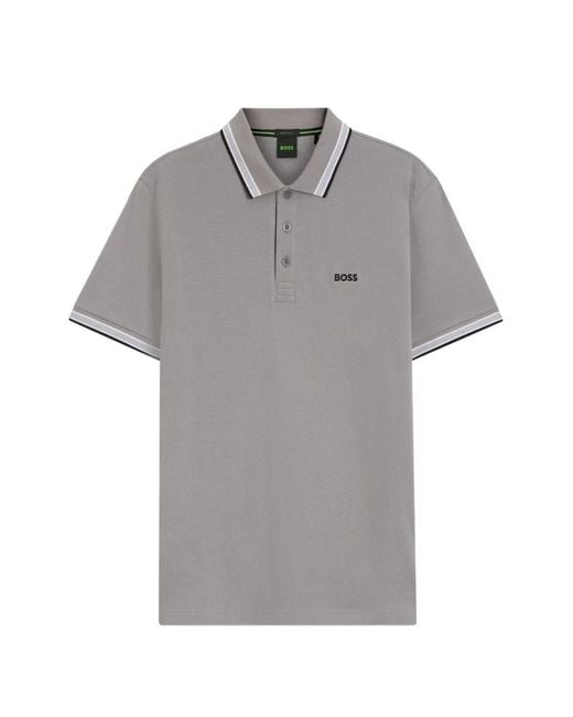 Boss Gray Logo-Embroidery Polo Shirt for men