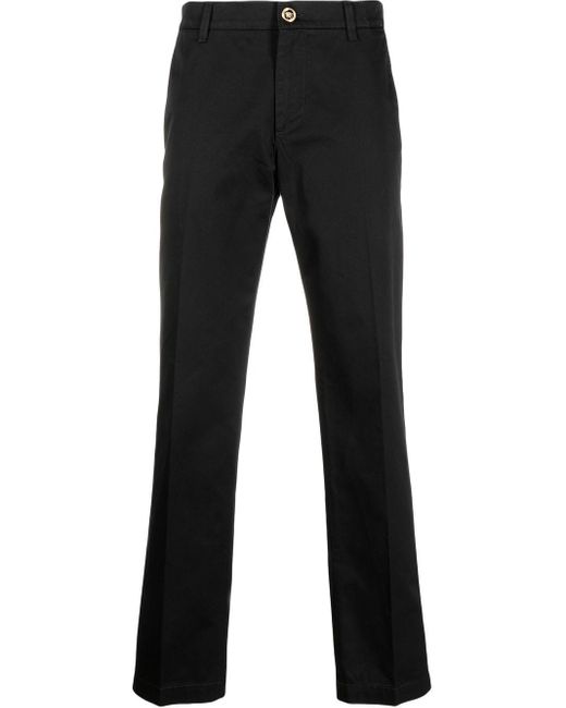 Versace Medusa-button Straight-leg Trousers in Black for Men | Lyst