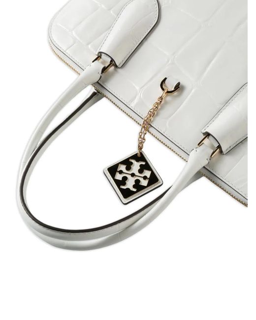 Tory Burch Gray Swing Crocodile-Embossed Tote Bag