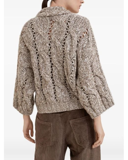 Brunello Cucinelli チャンキーニット カーディガン Natural