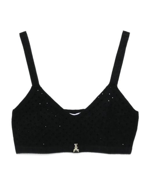 Patrizia Pepe ラインストーン ニットトップ Black