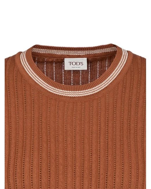 Tod's Brown Ribbed-Knit Top