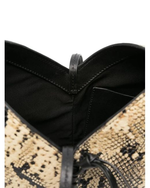 Isabel Marant Black Snakeskin-Print Drawstring Tote Bag