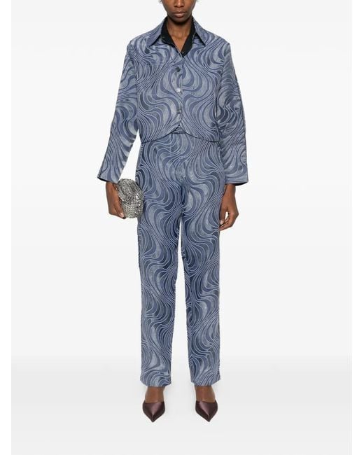 Botsi Blue Illusion-Print Trousers