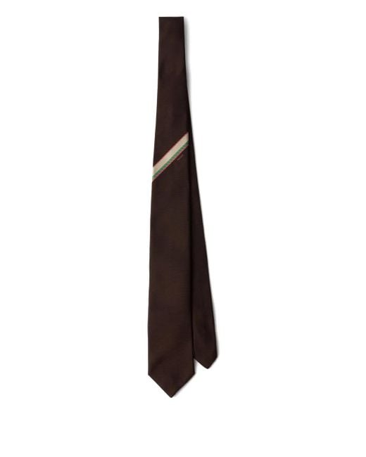 Prada White Stripe-Detail Silk Tie for men