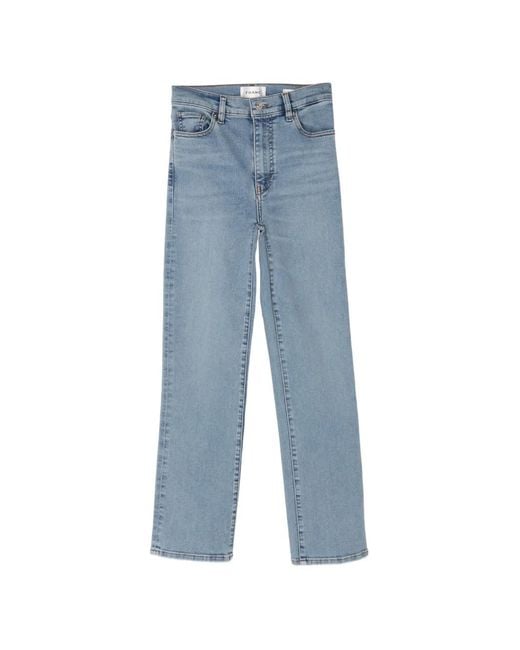 FRAME Blue Button-Fastening Straight Jeans