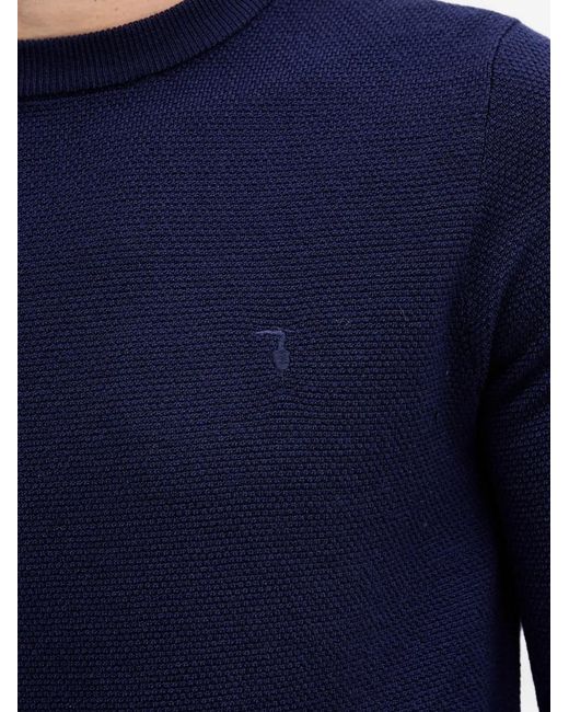 Trussardi Blue Textured Logo Sweater for men