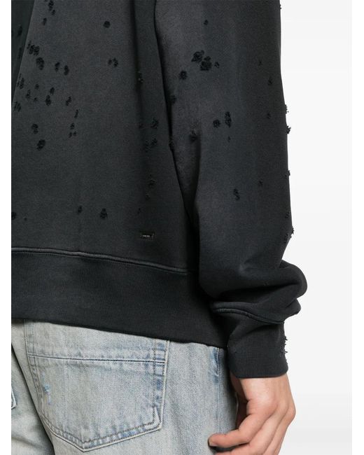 Amiri Black Core Ripped Zip-Up Hoodie for men