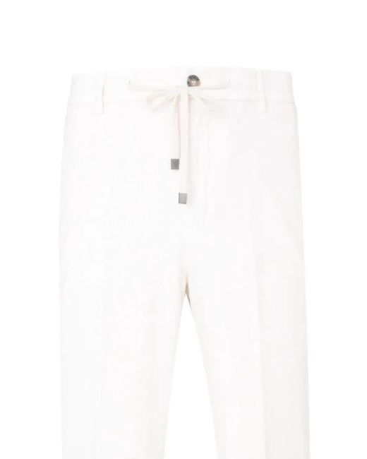 Peserico White Drawstring Trousers for men