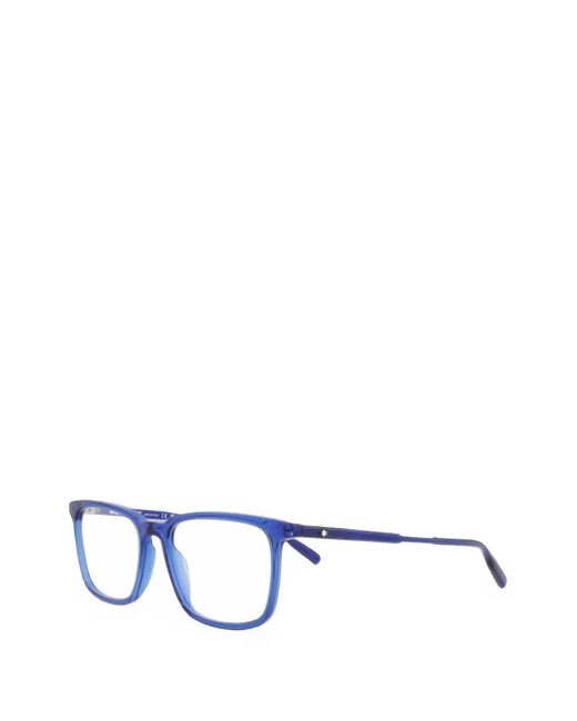 Montblanc Blue Rectangle-Frame Glasses for men