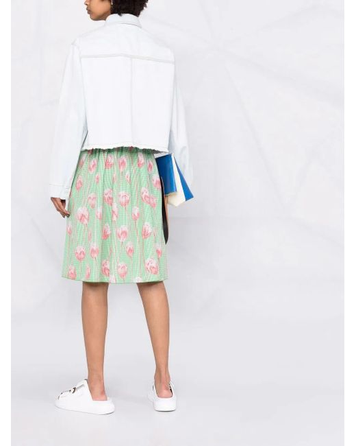 KENZO White K-Tiger Cropped Denim Jacket