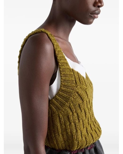 Prada Wollen En Alpaca Top in het Green