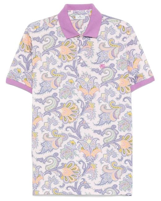 Etro Multicolor Floral Paisley Cotton Polo Shirt for men