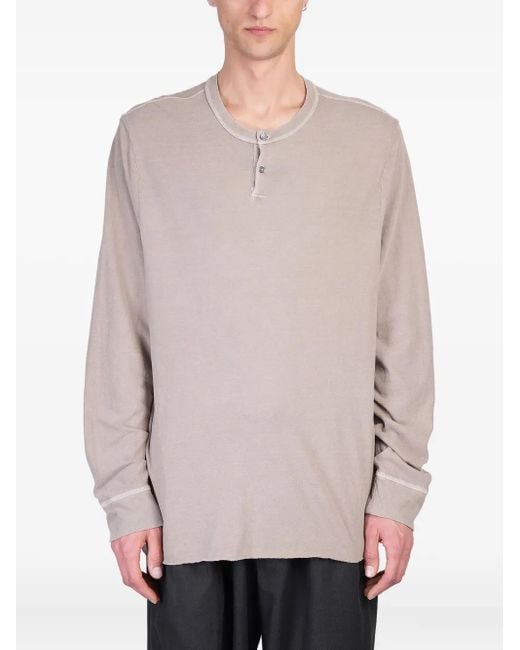 James Perse Gray Cotton Henley T-Shirt for men