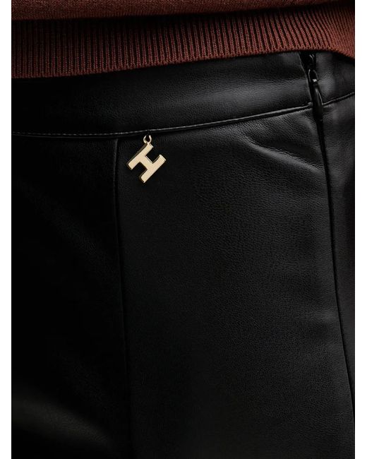 Silvian Heach Black Logo-Plaque Slim-Fit Trousers