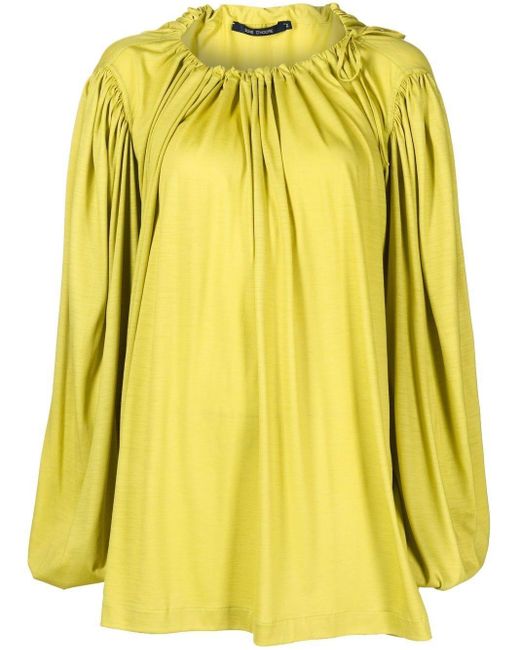Sofie D'Hoore Ruched Virgin-wool Blouse in Yellow | Lyst UK