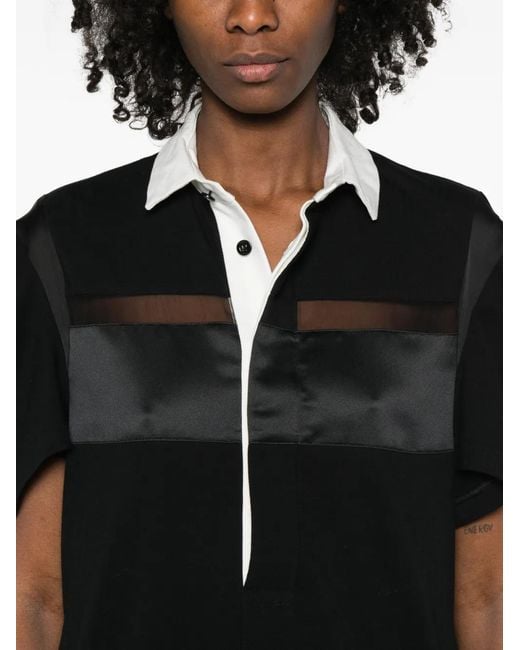 Sacai Black Polo-Collar Midi Dress