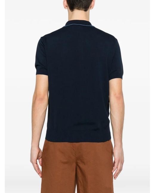 Canali Blue Piped Polo Shirt for men