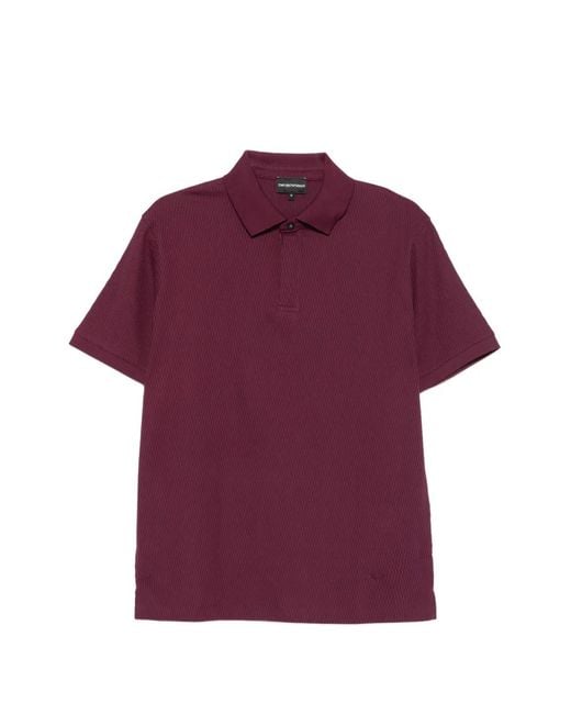 Emporio Armani Purple Textured-Knit Polo Shirt for men