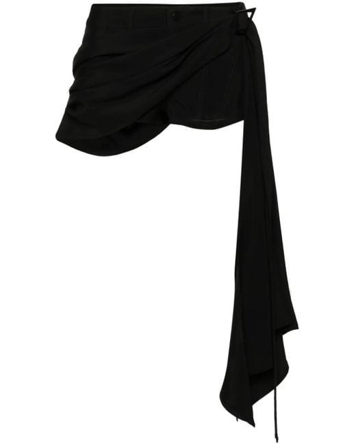 Mugler Black Scarf-detail Mini Shorts