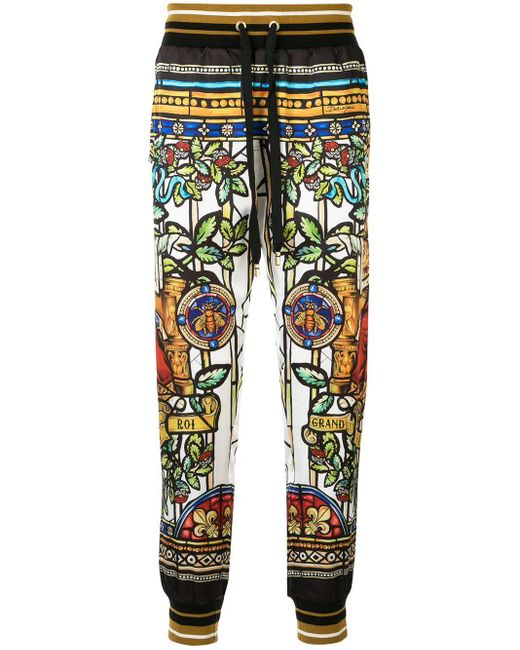 Dolce & Gabbana Multicolor Napolean Print Track Pants for men