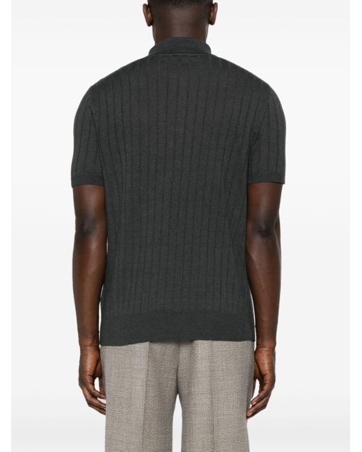 Barena Black Ribbed-knit Polo Shirt for men