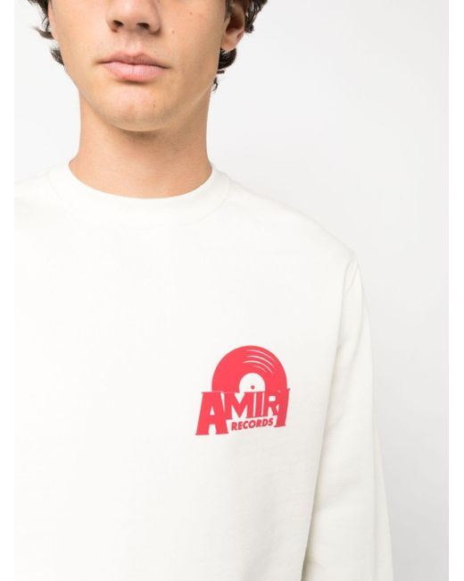 Amiri White Logo-print Crew-neck Sweatshirt for men