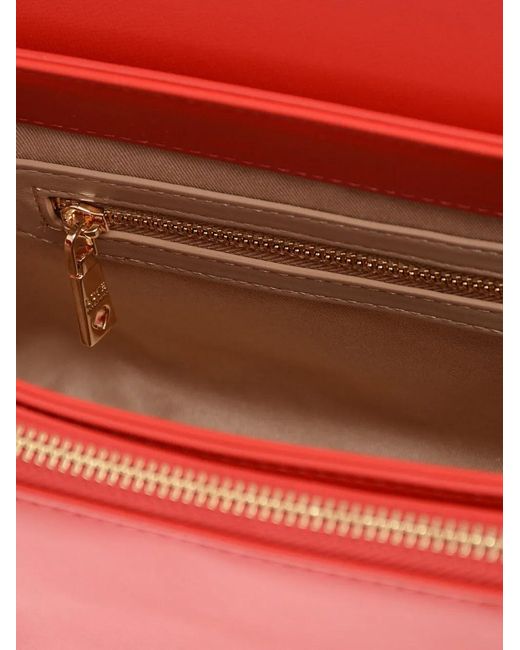 Moschino Red Logo-Plaque Shoulder Bag