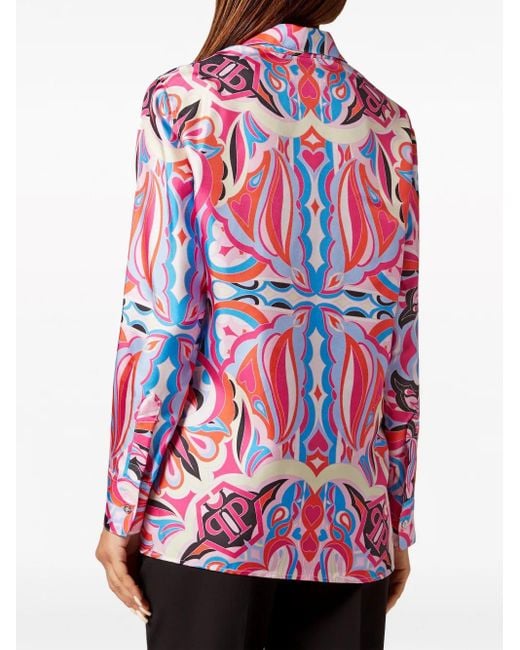 Philipp Plein Red Regular Silk Shirt