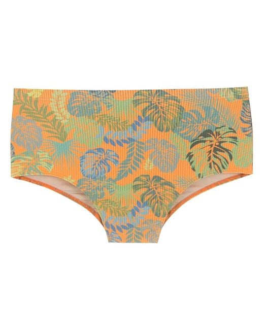 Amir Slama Yellow Slip De Bain À Imprimé Feuillage for men