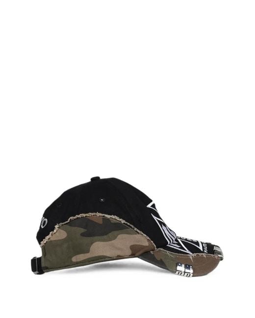 N. Hoolywood Black Camo-Print Distressed Cap for men