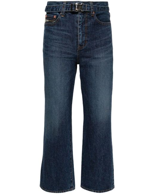 Sacai Blue Cropped Bootcut Jeans