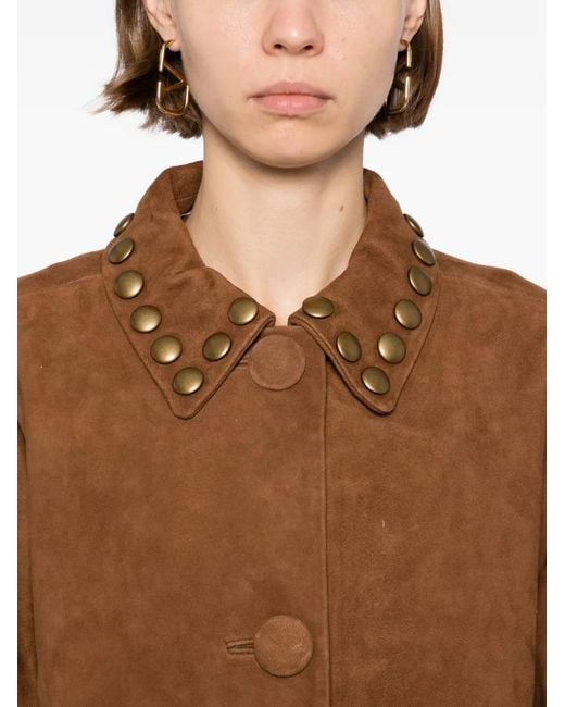 Cynthia Rowley Brown Studded Suede Jacket
