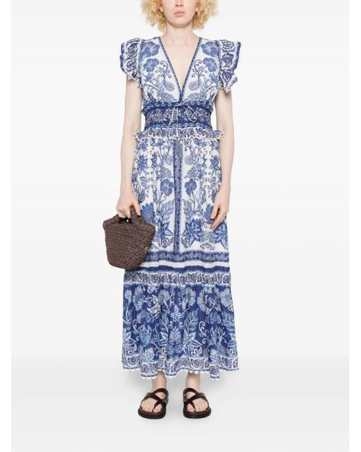 farm rio shell garden linen blend midi dress Shell Garden Sleeveless Midi Dress  On Sale Now with Up to 31% Off